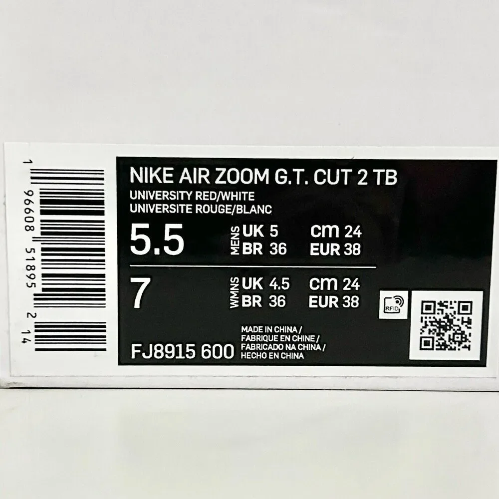 Nike Air Zoom GT Cut 2 TB “Uni Red” Men’s Size 5.5 Basketball Sneakers No Lid - Picture 8 of 8